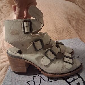 Freebird Cream Multi-Buckle Sandals